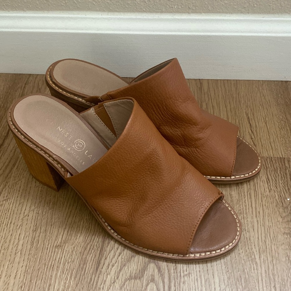 Chinese Laundry Cognac Block Heel, size 7.5